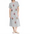 Vilagallo Embroidered Clara Midi Dress In Sailor Striped In Multi