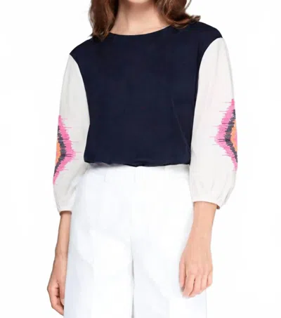 Vilagallo Eugen Balloon Sleeves Shirt In Navy Blue