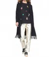 Vilagallo Eye-catching Back Embellishment Cardigan In Black In Black
