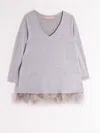 Vilagallo Feather Bottom Top In Grey Silver In Multi