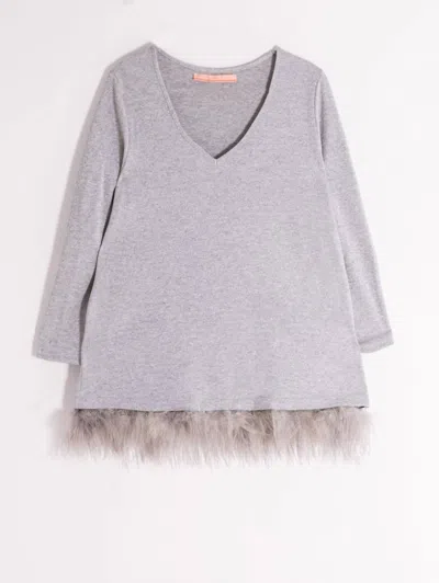Vilagallo Feather Bottom Top In Grey Silver In Multi