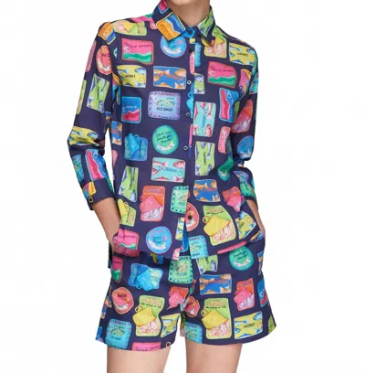 Vilagallo Fiammentta Shorts In Sardinas Navy In Multi