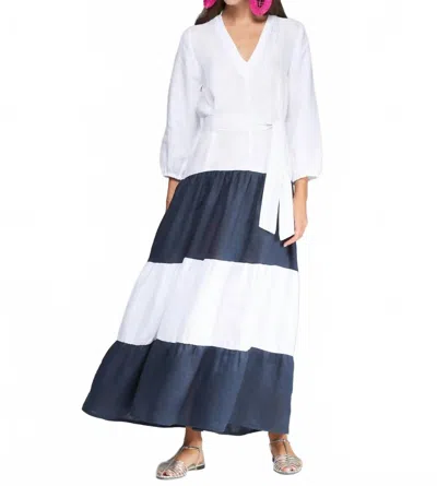 Vilagallo Flora Midi Dress In Lino Blanco In Multi