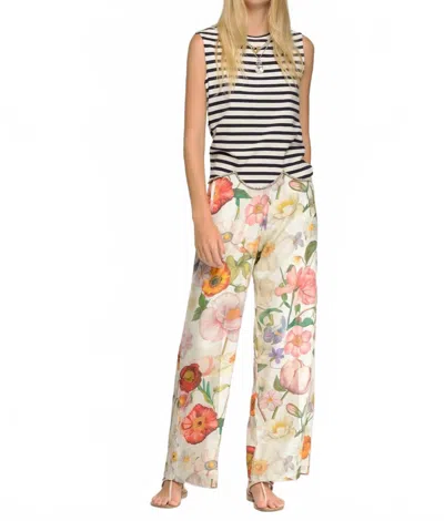 Vilagallo Floral Print Trousers In Multi In White