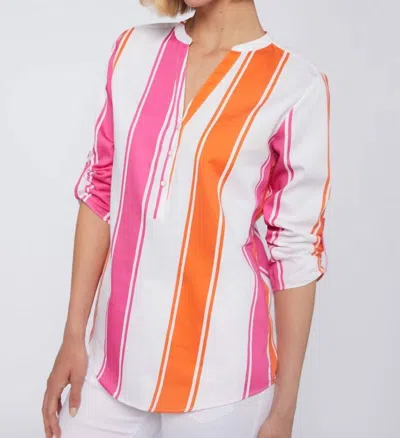 Vilagallo Francina Shirt In White/pink/orange In Multi