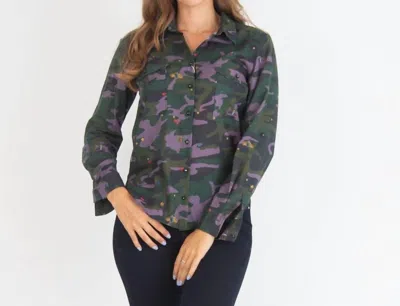 Vilagallo Gabriella Shirt In Camouflage Butterfly In Purple