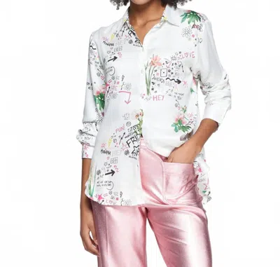 Vilagallo Gaby Graffiti Print Blouse In Flores/multi