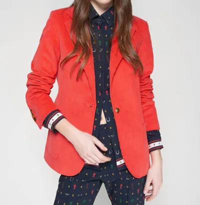 Vilagallo Gadea Cord Long Sleeve Blazer In Red