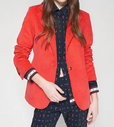 Vilagallo Gadea Corduroy Long Sleeve Blazer In Pana Red