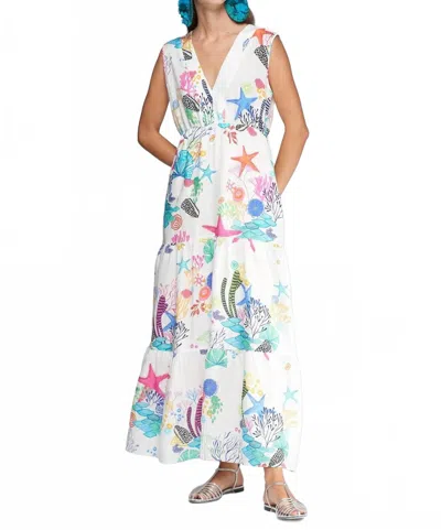 Vilagallo Gadea Linen Maxi Dress In Multi In Gray