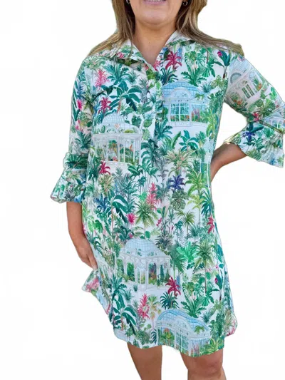 Vilagallo Gara Shirt Mini Dress In Greenhouse Multicolor In Pink