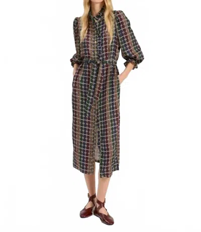 Vilagallo Geo Circle Stripe Midi Dress In Multicolor