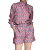 Vilagallo Geometric Print Silk Shirt In Pink/navy In Pink