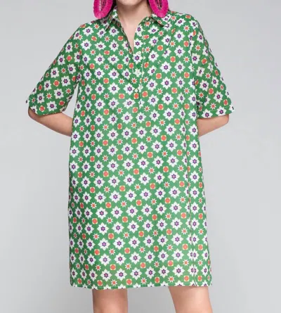Vilagallo Geometric Tyanna Dress In Green
