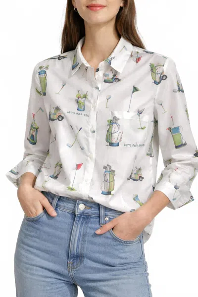 Vilagallo Golf Print Shirt In White