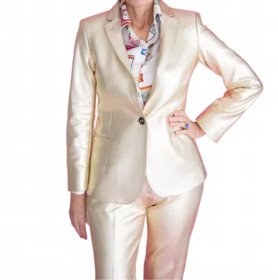 Vilagallo Hannah Long Sleeve Blazer In Gold