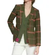 Vilagallo Hannah Plaid Jacket In Crochet Verde In Multi