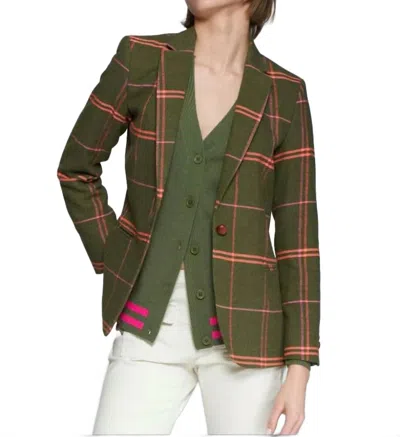 Vilagallo Hannah Plaid Jacket In Crochet Verde In Multi