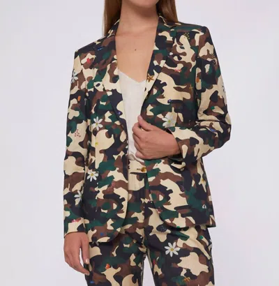 Vilagallo Harlow Jacket In Camouflage Embroidery Print In Multi