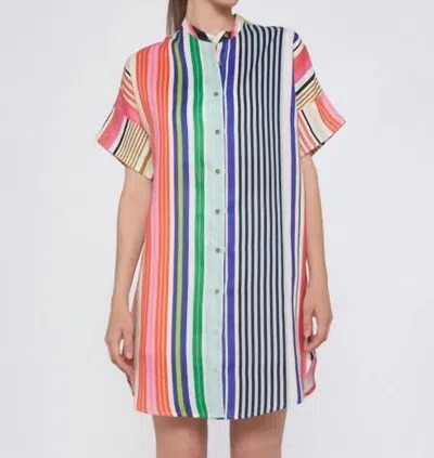 Vilagallo Harper Stripe Linen Dress In Stripe Multicolor