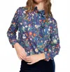 Vilagallo High Ruffled Collar Floral Shirt In Blue In Blue