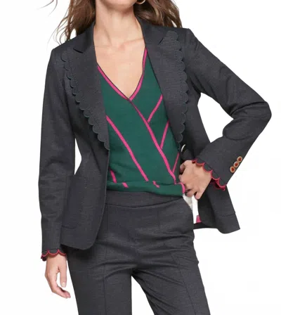 Vilagallo Hillary Embroidered Long Sleeve Blazer In Black