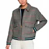 Vilagallo Houndstooth Bomber Jacket In Navy/green/red In Multi