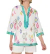 Vilagallo Diletta Diamond Tunic Top In White In Multi
