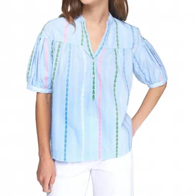 Vilagallo Iliana Top In Azul Pinas Fluor In Blue