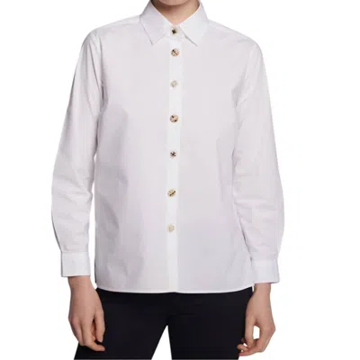 Vilagallo Irina Shirt In White Poplin In Multi