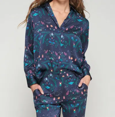 Vilagallo Isa Button Down Shirt In Navy In Multi