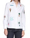 Vilagallo Isa Long Sleeve Shirt In Embroidered Blanco In Multi