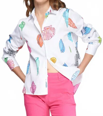 Vilagallo Isa Long Sleeve Shirt In Motivos Marinos Print In Red