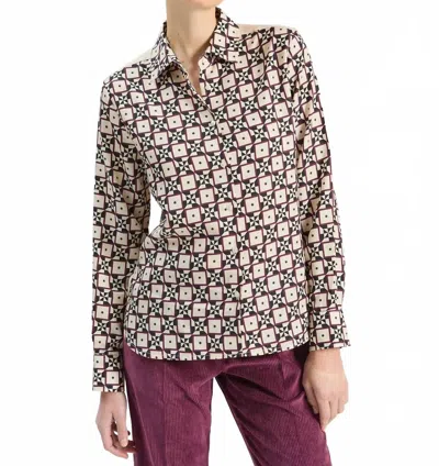 Vilagallo Isa Sol Geo Print Shirt In Beige