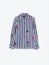 Vilagallo Isa Stripe Embroidered Raya Shirt In Raya Azul In Multi