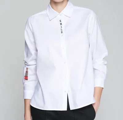 Vilagallo Isabella Shirt Embroidered White Structure Shirt Embroidered White Structure