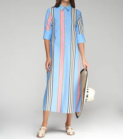 Vilagallo Izzy Dress In Raya Azul Seersucker In Blue