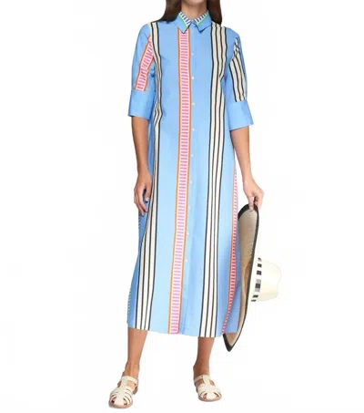 Vilagallo Izzy Dress In Raya Azul Seersucker In Blue