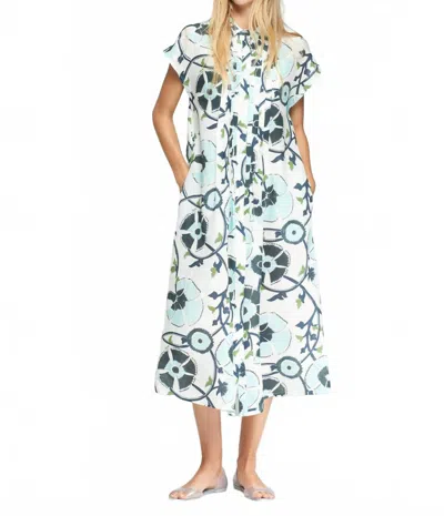 Vilagallo Jaretas Midi Dress In Flor Azul Lino Print In Multi