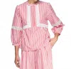 Vilagallo Jolie Striped Shirt In Raya Roja Popelin In Multi