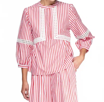 Vilagallo Jolie Striped Shirt In Raya Roja Popelin