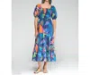Vilagallo Jungle Tropical Print Midi Dress In Navy
