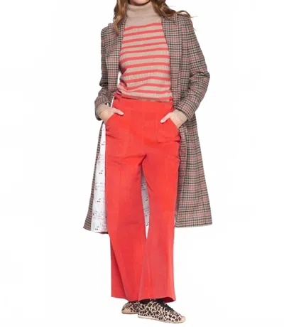 Vilagallo Katherin Long Coat In Pata De Gallo Lana Blend In Red