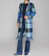 Vilagallo Katherin Plaid Blanket Coat In Blue Multi In Multi