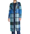 Vilagallo Katherin Plaid Coat In Cuadro Manta Azul In Multi