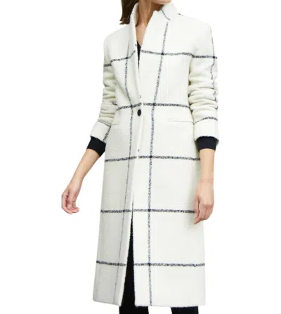 Vilagallo Katherin Trench Coat In White Black Check Wool