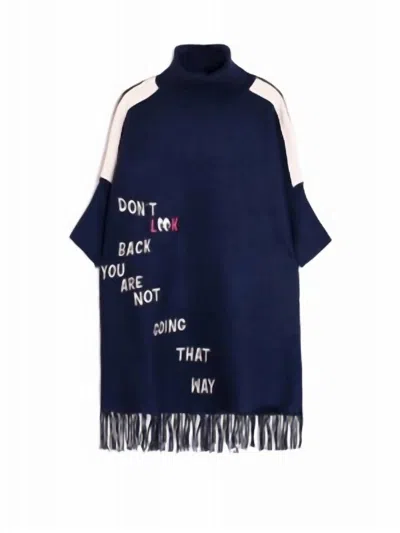 Vilagallo Kn Poncho In Ho Nv Green Ecru In Blue