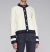 Vilagallo Knit Bicolor Cardigan In Ecru Navy Bicolor In Neutral