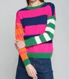 Vilagallo Knit Stripe Sweater In Beige Orange Pink In Multi