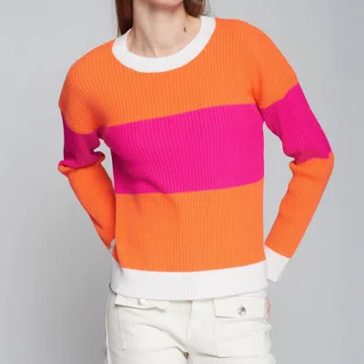Vilagallo Knitwear Color Block Pullover In Orange Pink In Multi